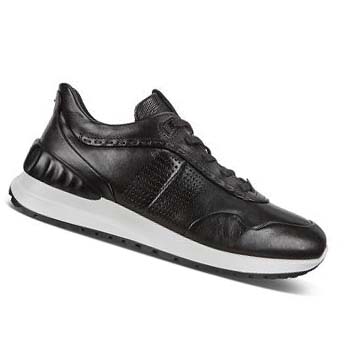 Men's Ecco Astir Embossed Sneakers Black | Canada 596GSO